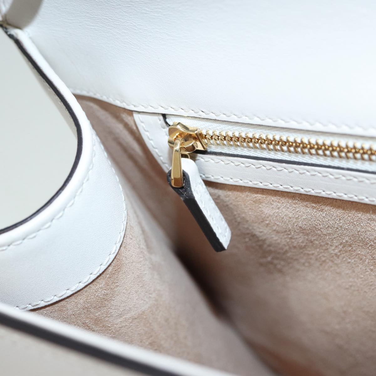 GUCCI Silvi Sherry Line Hand Bag Leather 2way White Gold Red 431665 bs17582