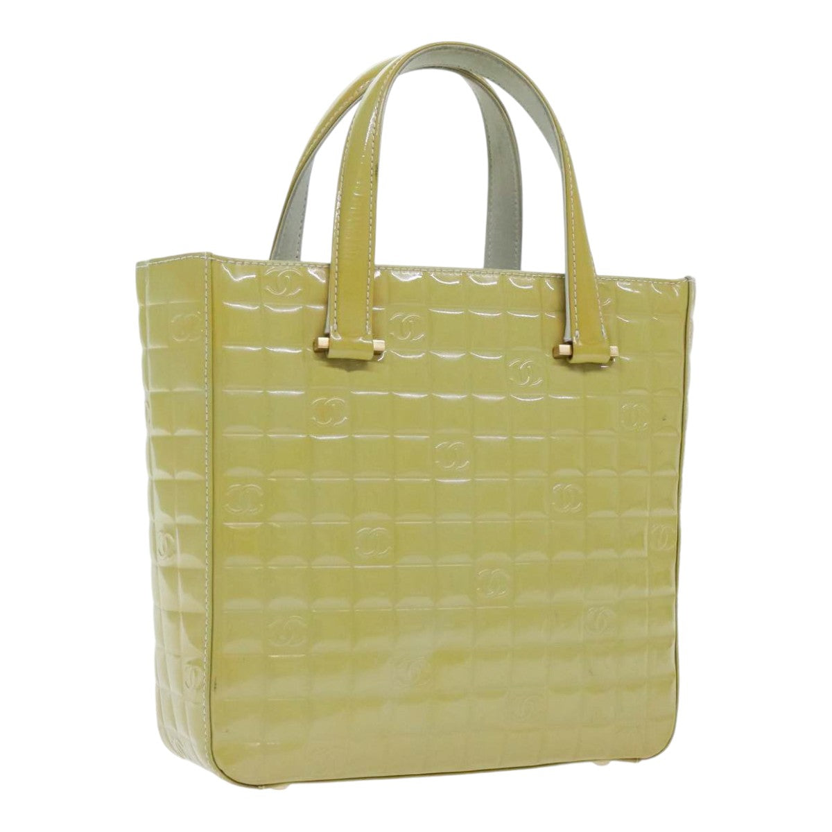 CHANEL Hand Bag Patent leather Yellow Gold CC bs17592