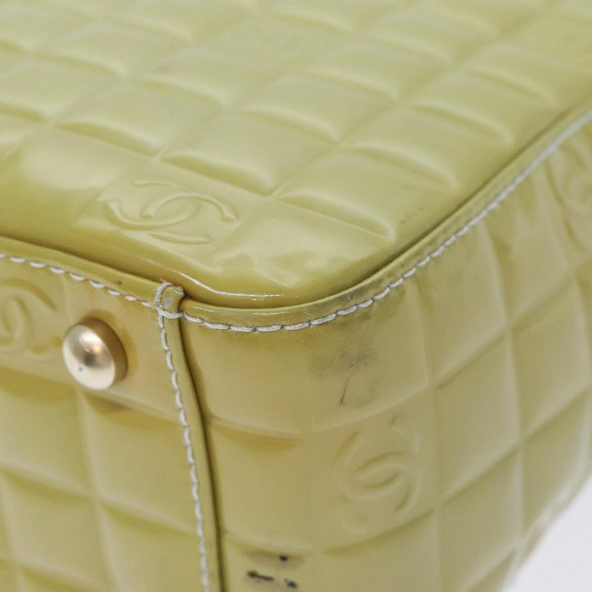 CHANEL Hand Bag Patent leather Yellow Gold CC bs17592