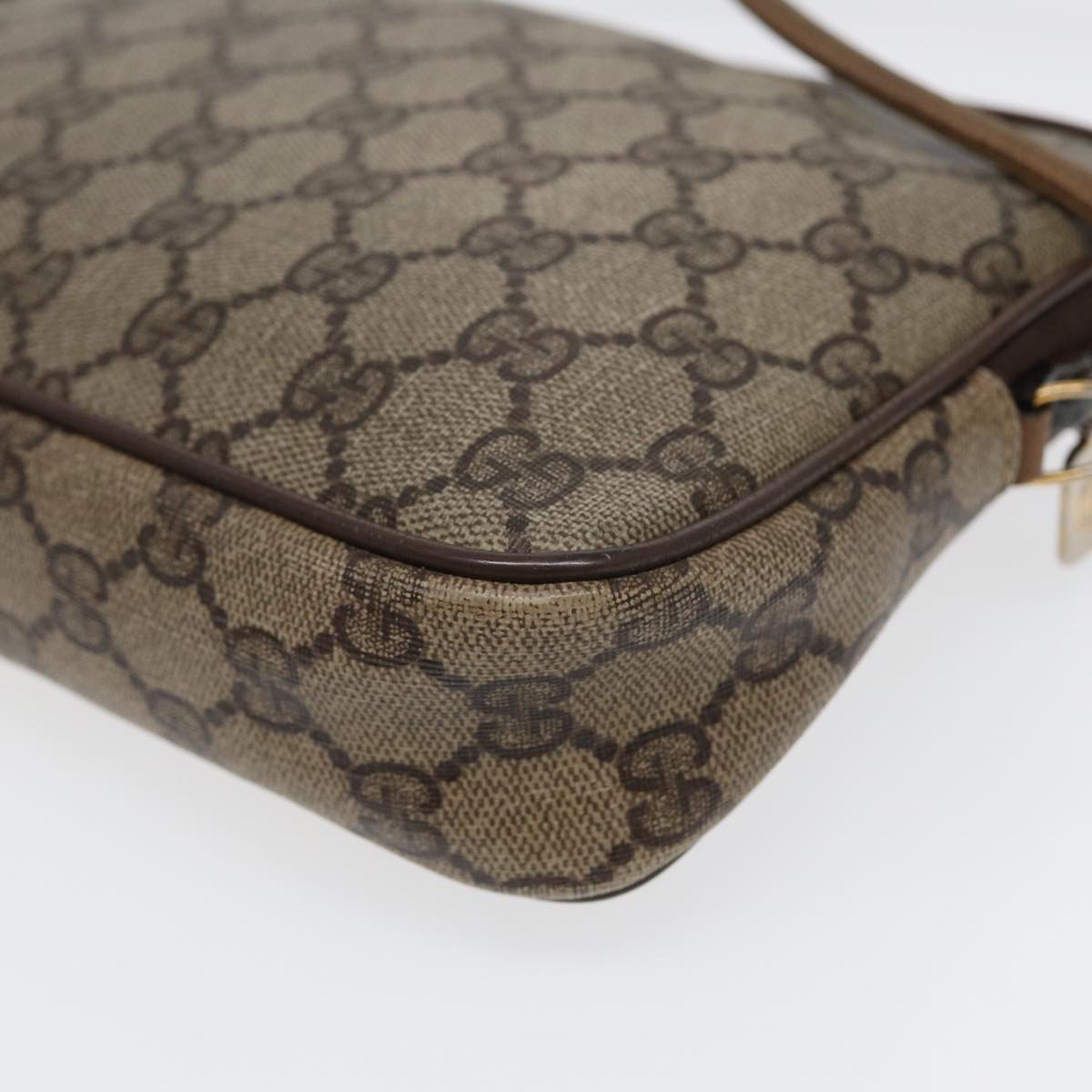 GUCCI GG Supreme Shoulder Bag PVC Leather Beige Gold 97 02 068 bs17607