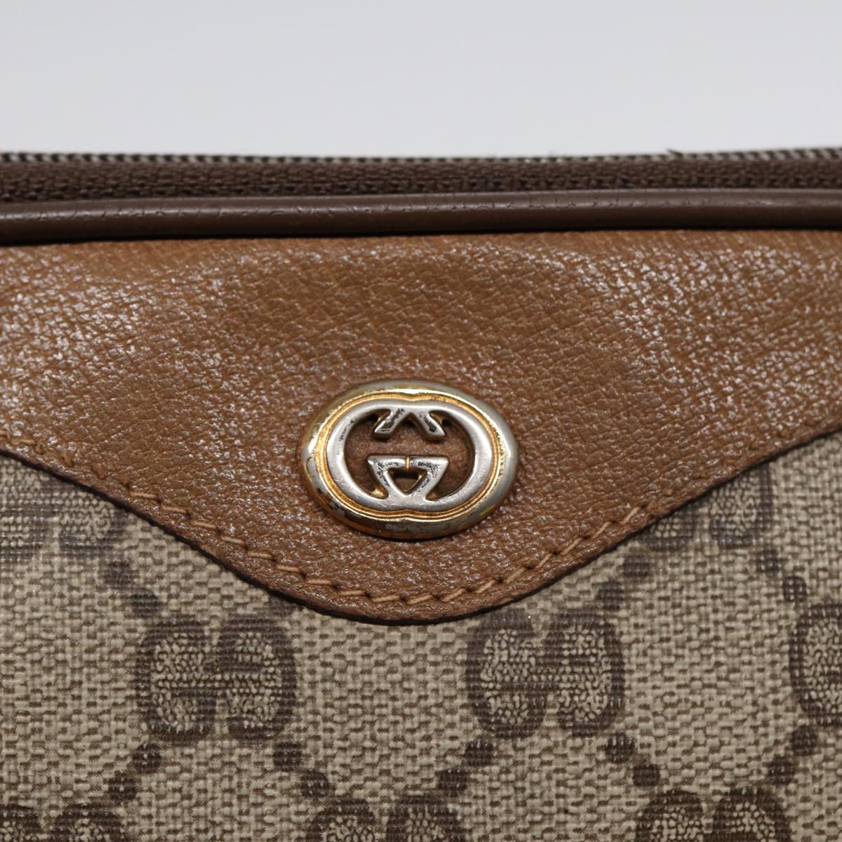 GUCCI GG Supreme Shoulder Bag PVC Leather Beige Gold 97 02 068 bs17607