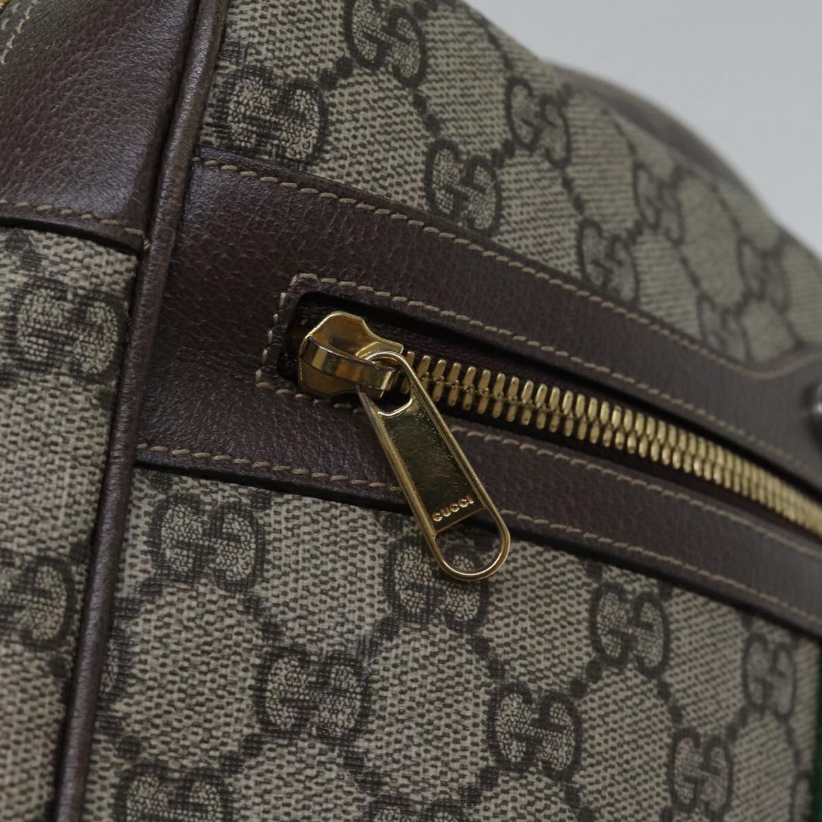 GUCCI GG Supreme Web Sherry Line Shoulder Bag PVC Beige Red 517080 bs17608