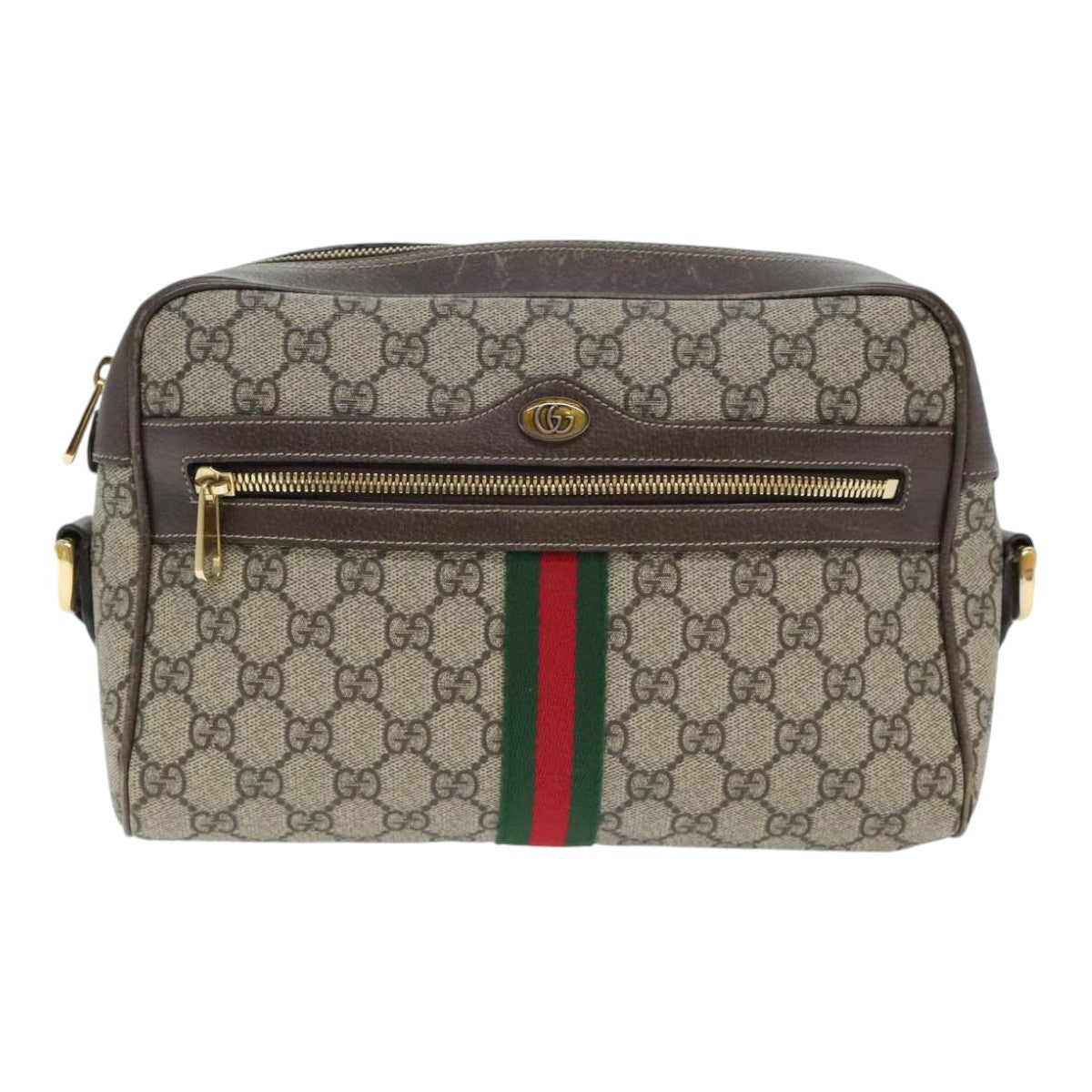 GUCCI GG Supreme Web Sherry Line Shoulder Bag PVC Beige Red 517080 bs17608