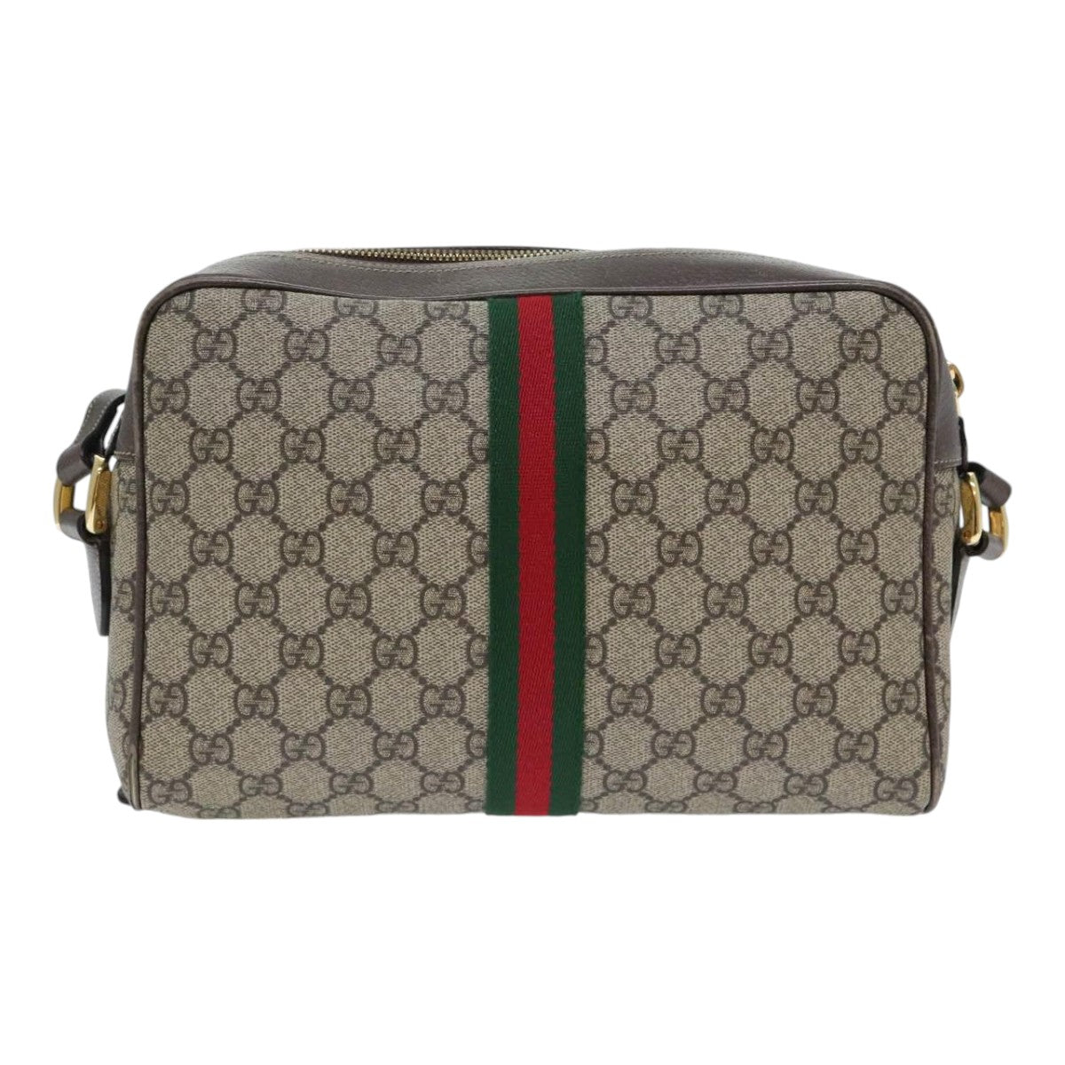 GUCCI GG Supreme Web Sherry Line Shoulder Bag PVC Beige Red 517080 bs17608