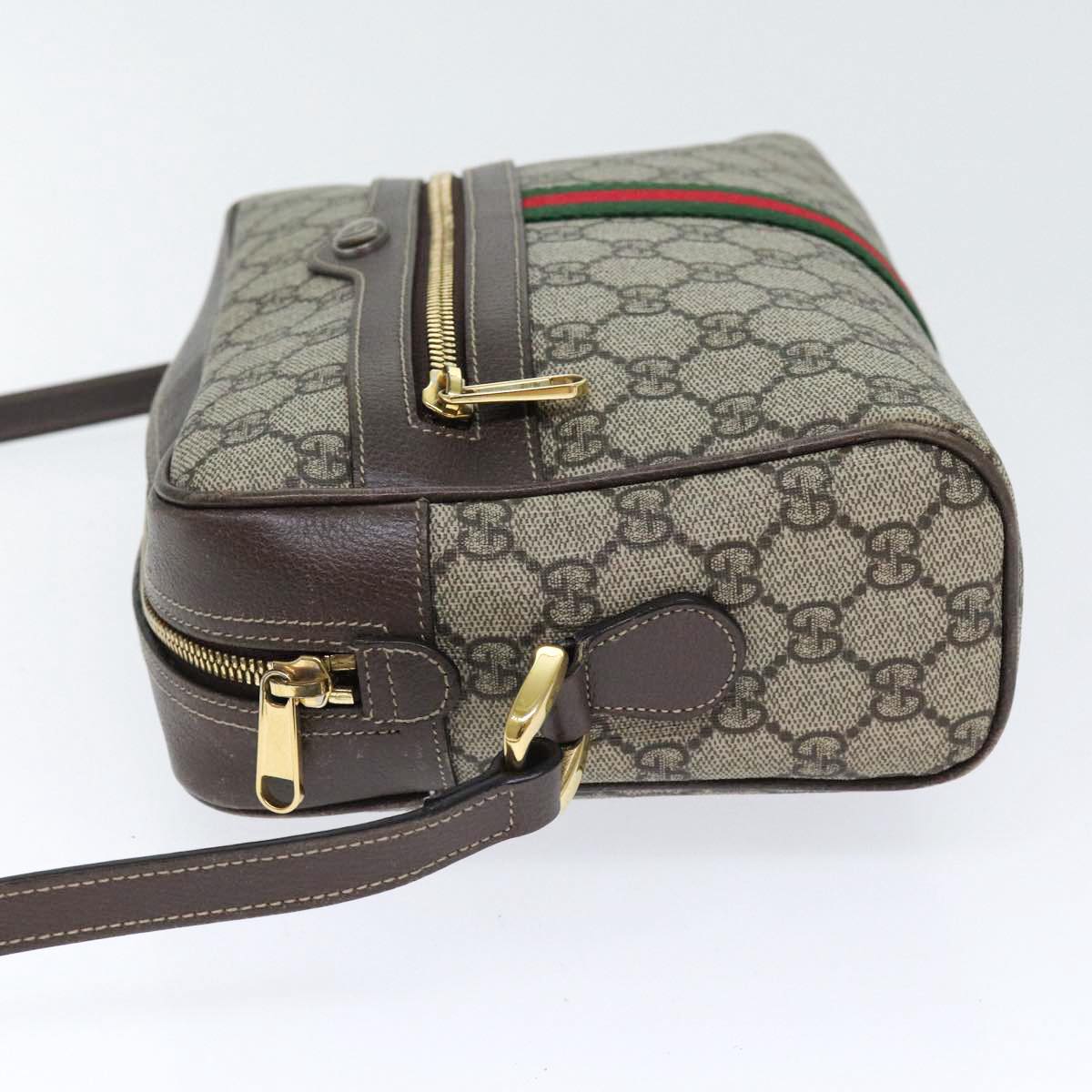 GUCCI GG Supreme Web Sherry Line Shoulder Bag PVC Beige Red 517080 bs17608