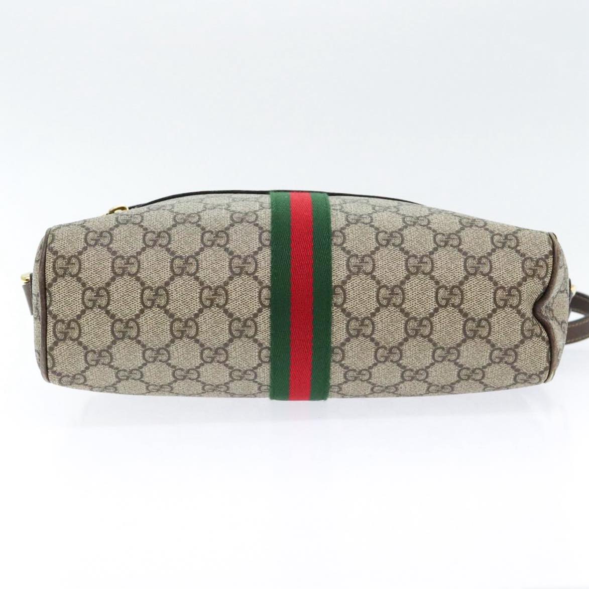 GUCCI GG Supreme Web Sherry Line Shoulder Bag PVC Beige Red 517080 bs17608