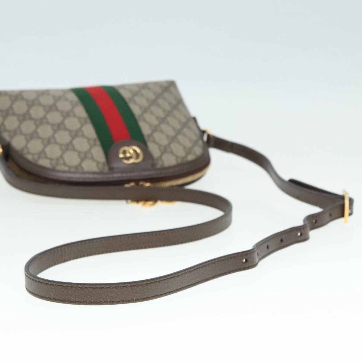 GUCCI GG Supreme Web Sherry Line Shoulder Bag PVC Beige 499621 bs17609