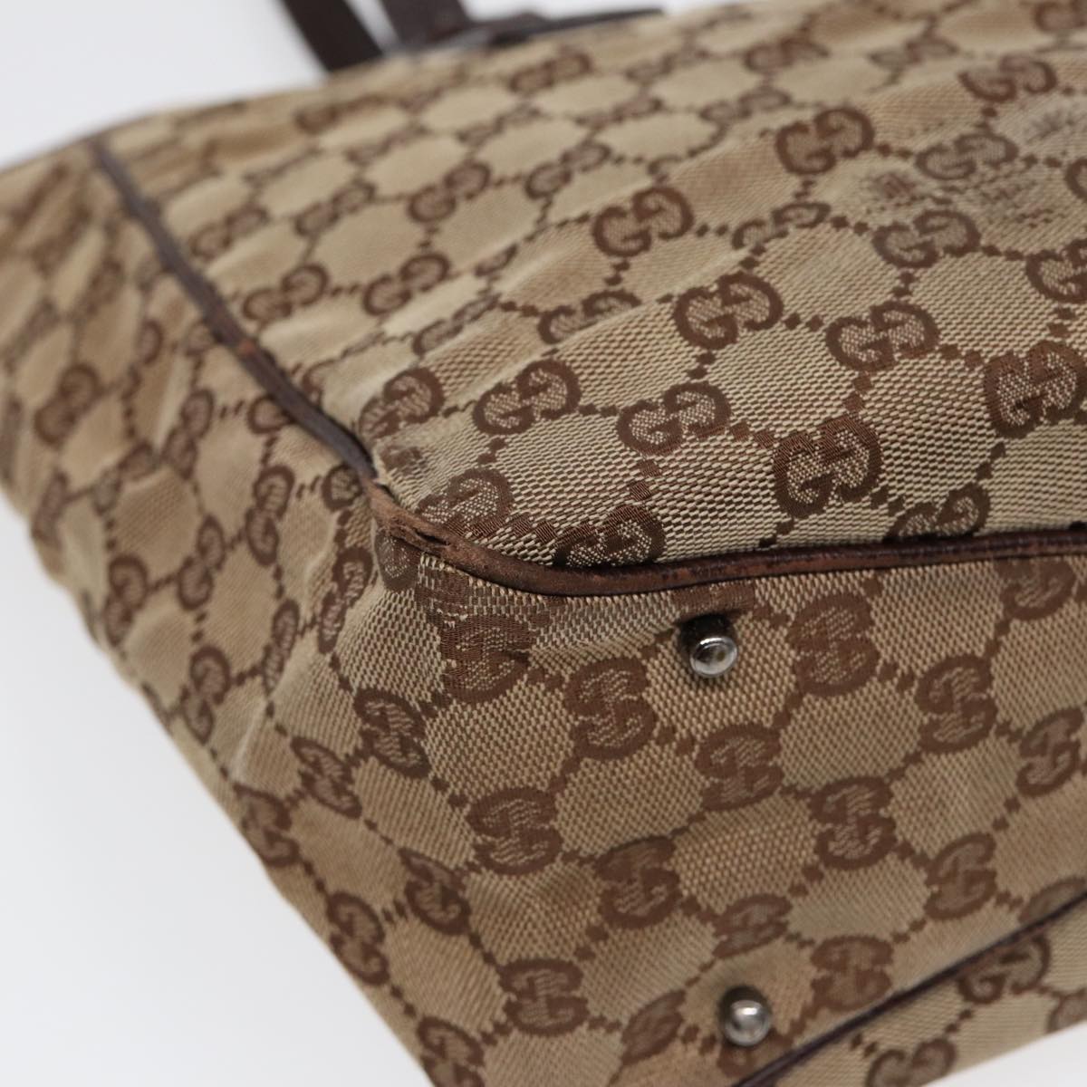 GUCCI GG Canvas Tote Bag Silver Beige 113017 bs17610