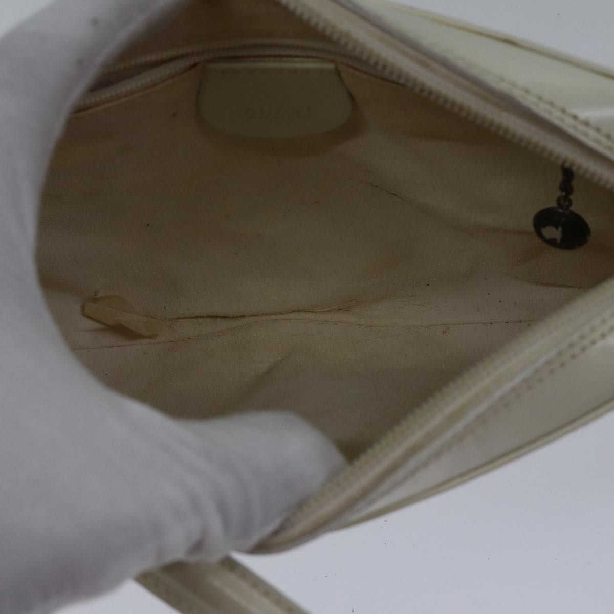 GUCCI Shoulder Bag Leather White Silver 007 1014 0274 bs17611