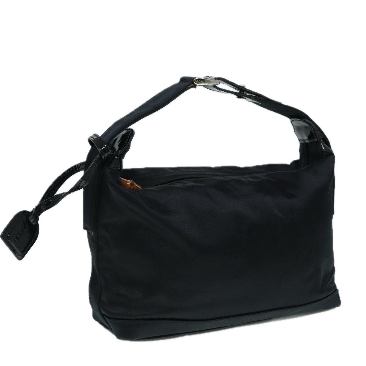 GUCCI Bamboo Hand Bag Canvas Silver Black bs17612