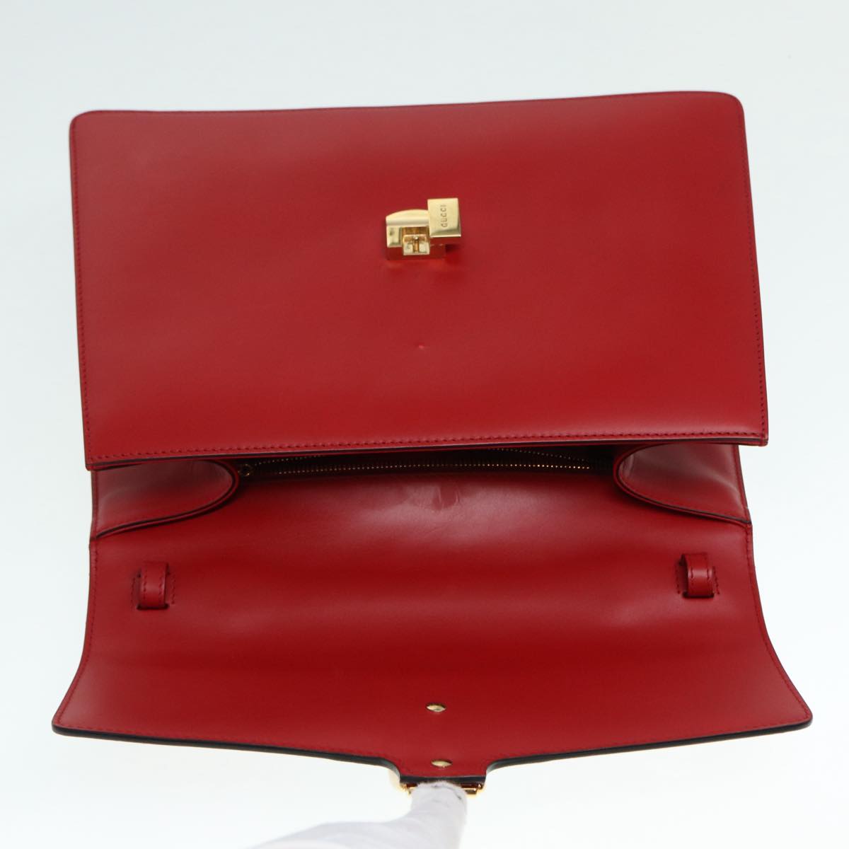 GUCCI Silvi Sherry Line Hand Bag Leather 2way Navy Gold Red 431665 bs17661