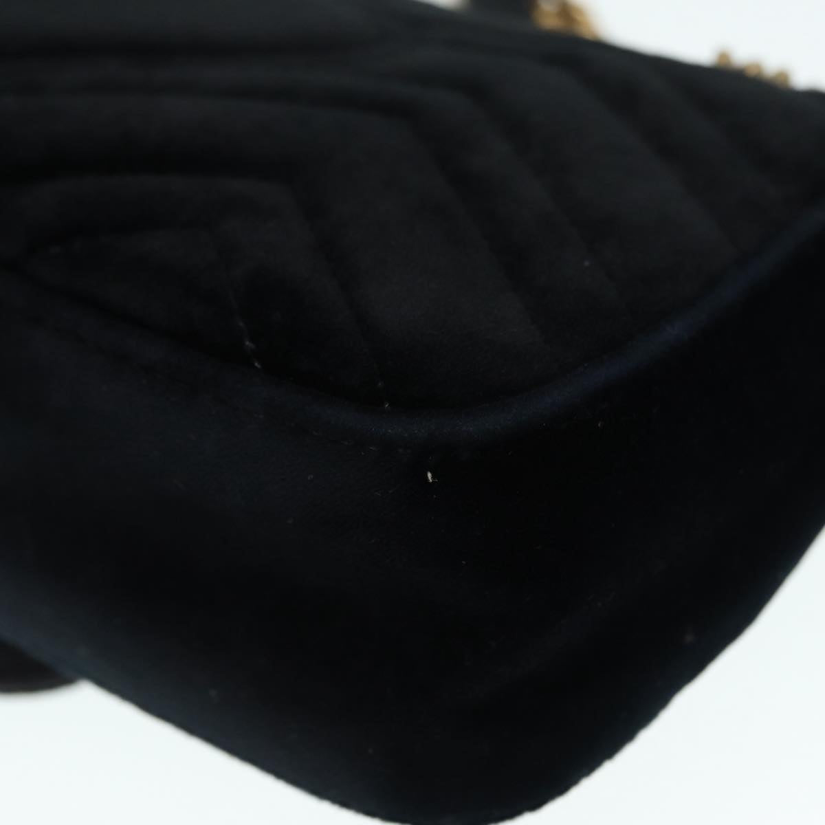 GUCCI GG Marmont Chain Shoulder Bag Velor Black Gold 446744 bs17663