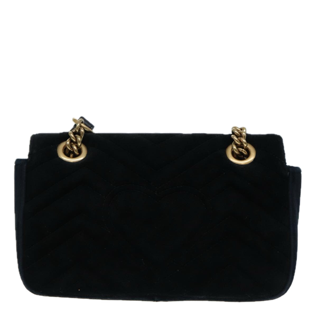 GUCCI GG Marmont Chain Shoulder Bag Velor Black Gold 446744 bs17663