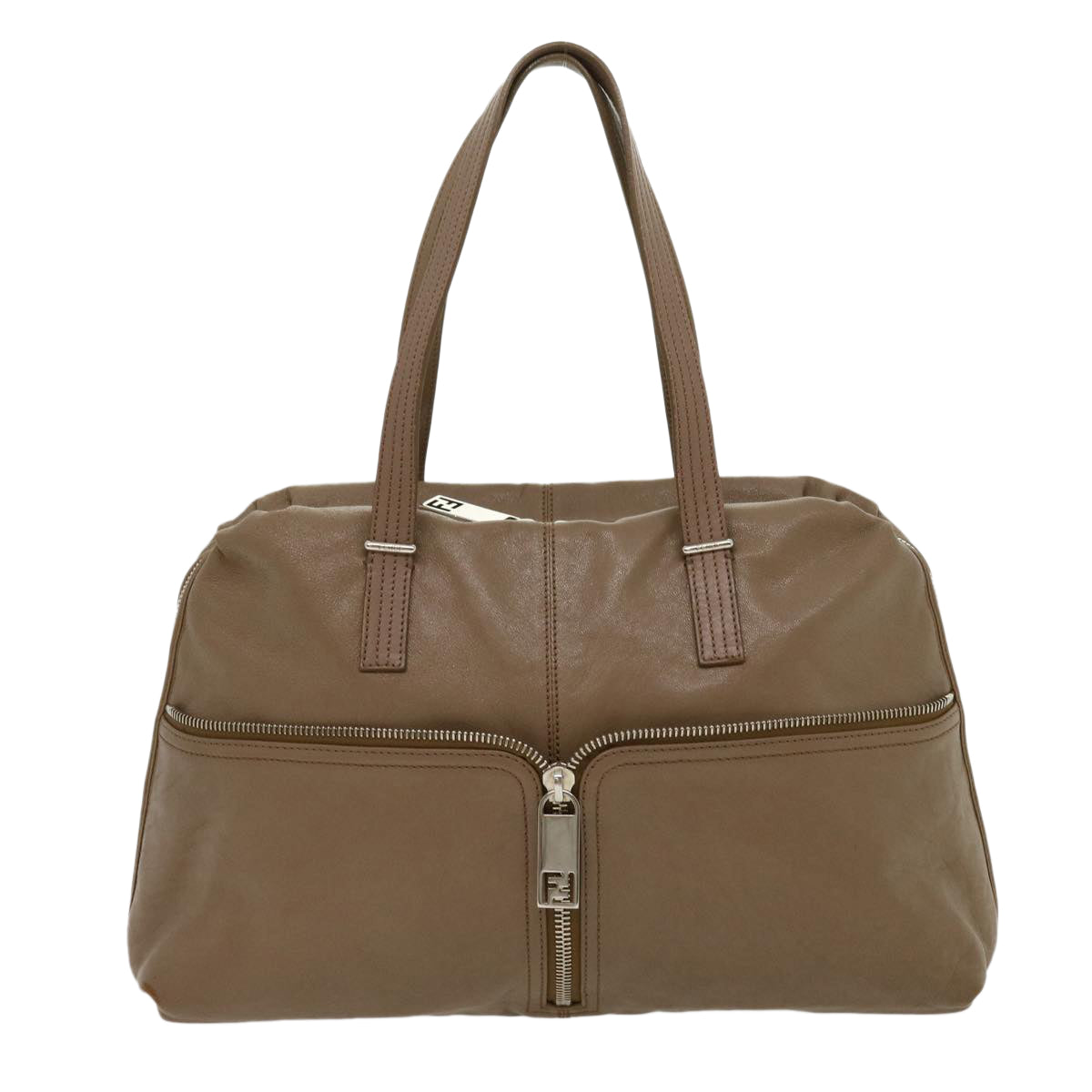 FENDI Tote Bag Leather Gray bs1776