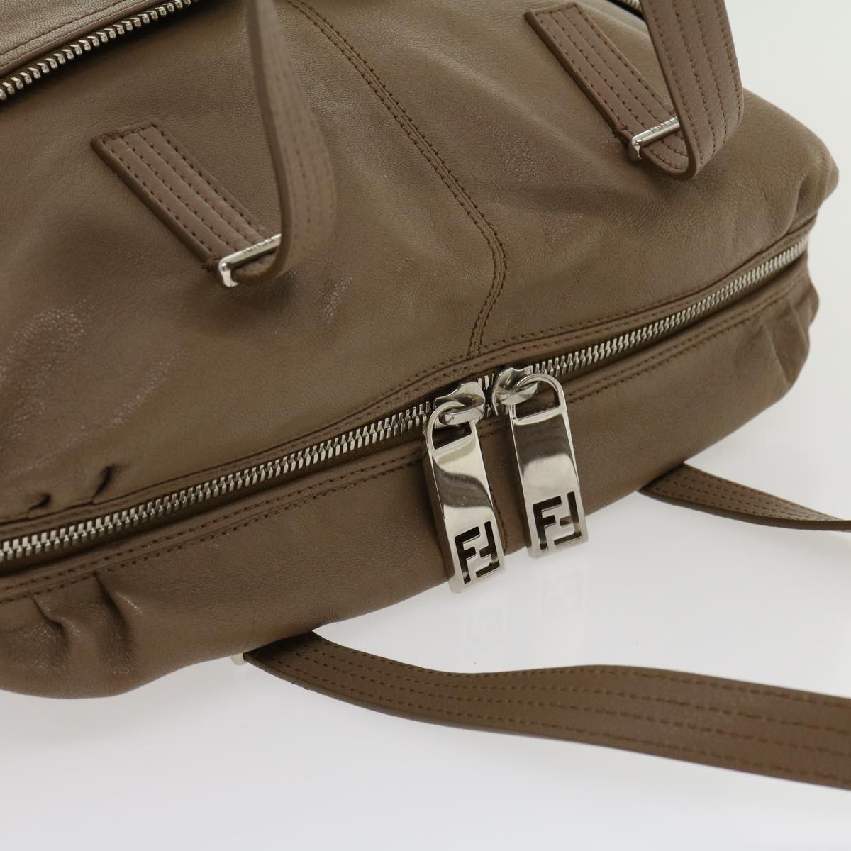 FENDI Tote Bag Leather Gray bs1776