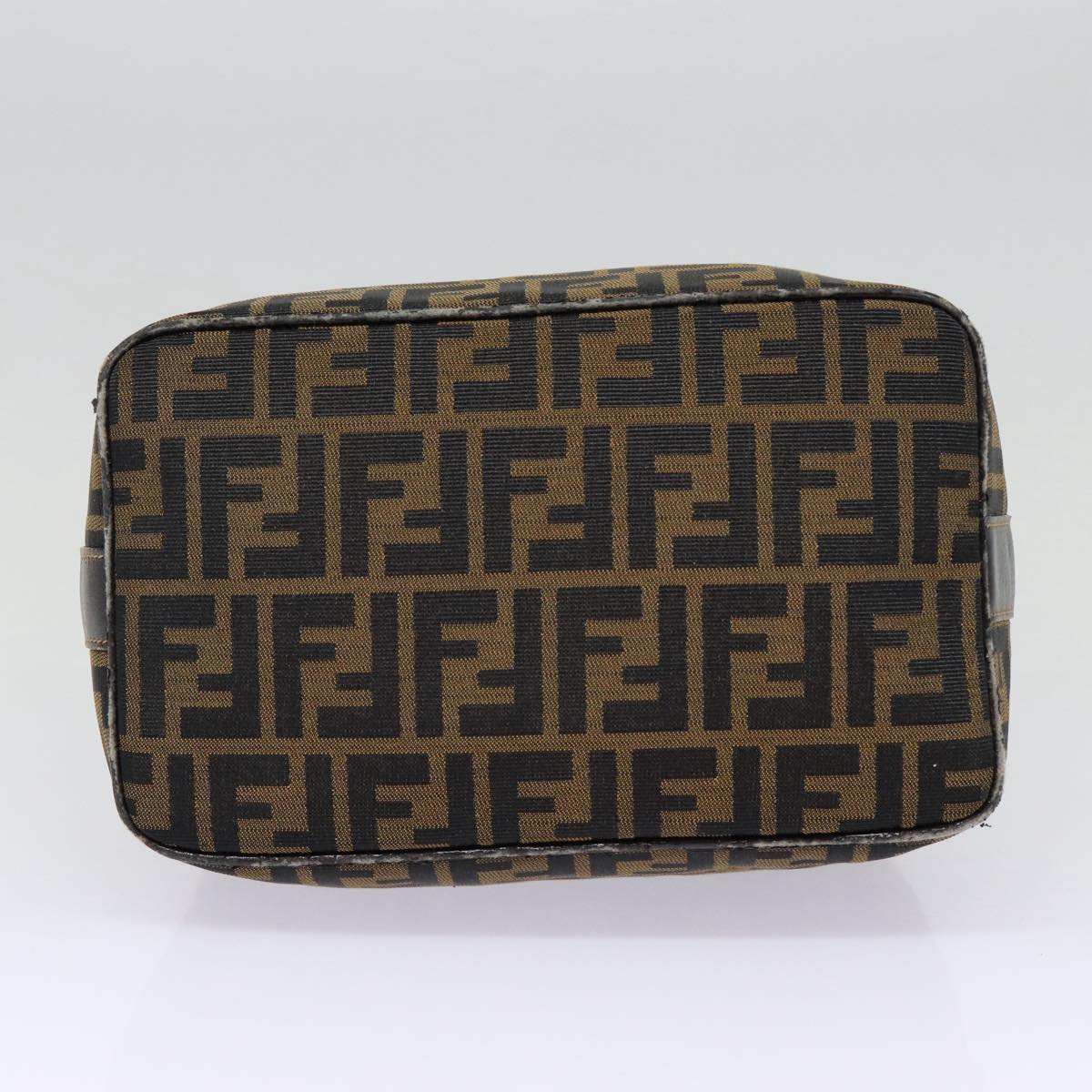 FENDI Zucca Canvas Vanity Hand Bag Brown Black gold bs17761