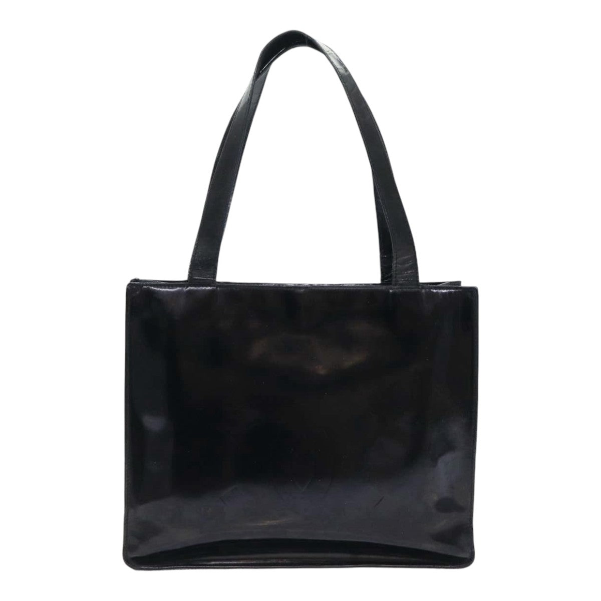 CHANEL Hand Bag Patent leather Black Silver CC bs17831