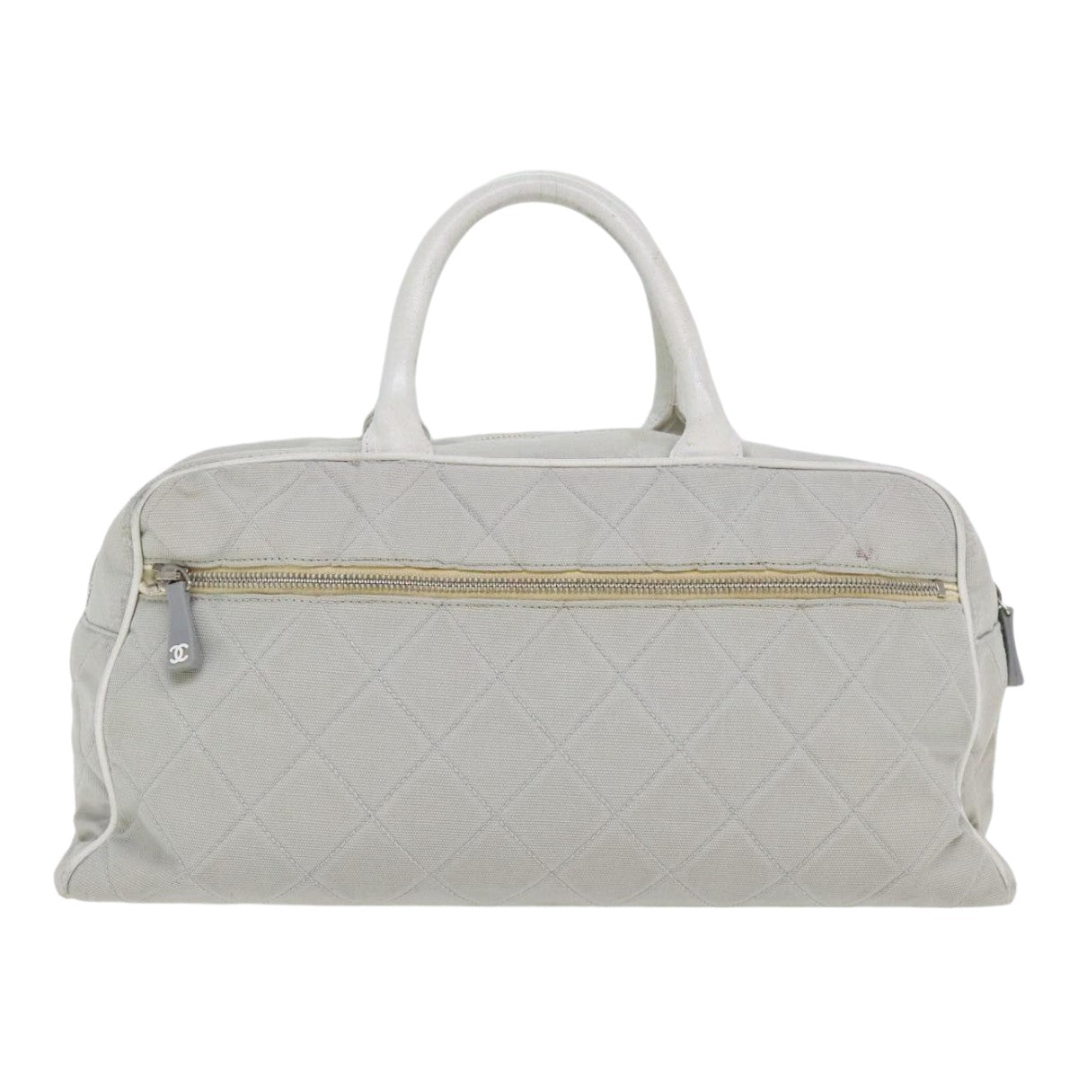 CHANEL Hand Bag Canvas Gray Silver CC bs17832