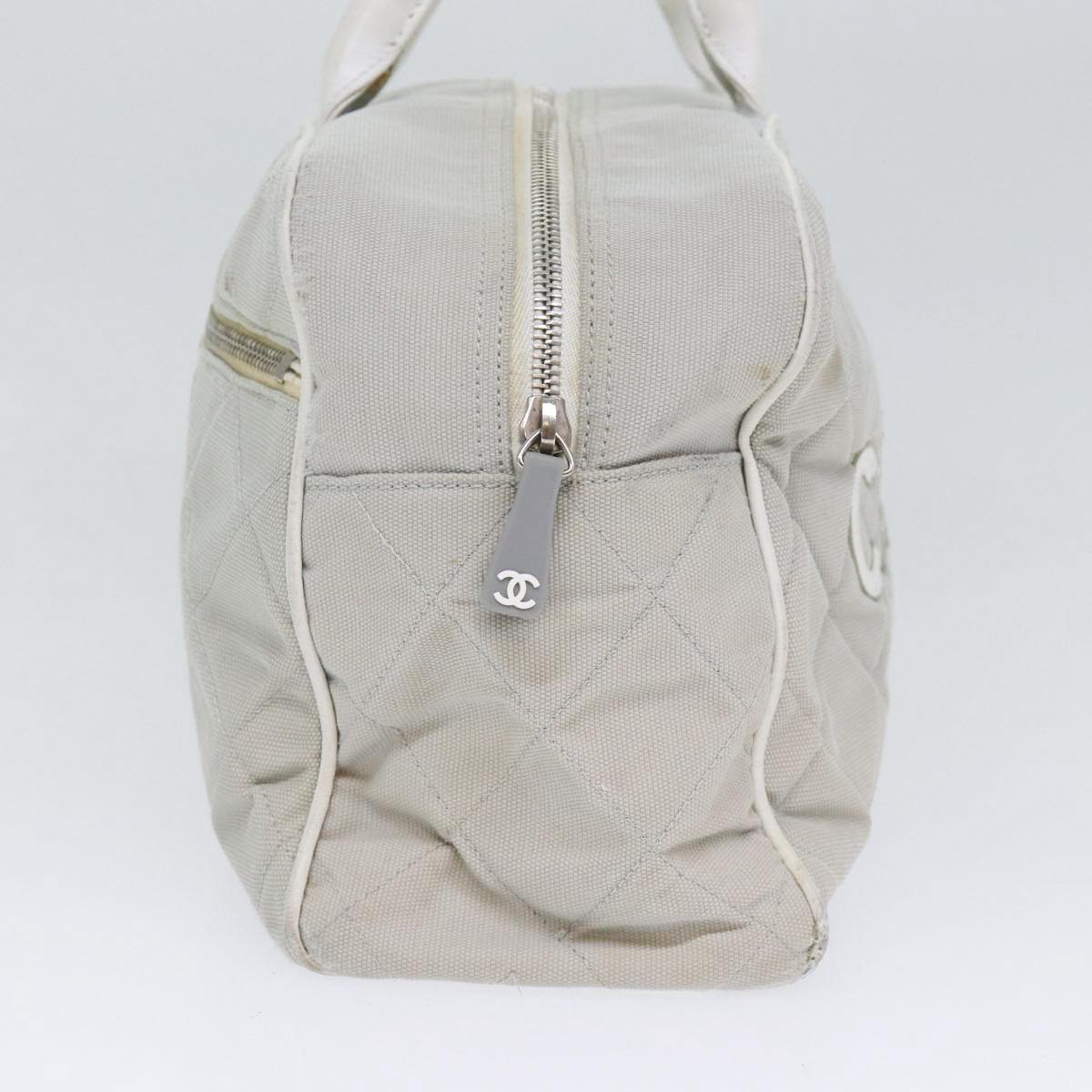 CHANEL Hand Bag Canvas Gray Silver CC bs17832