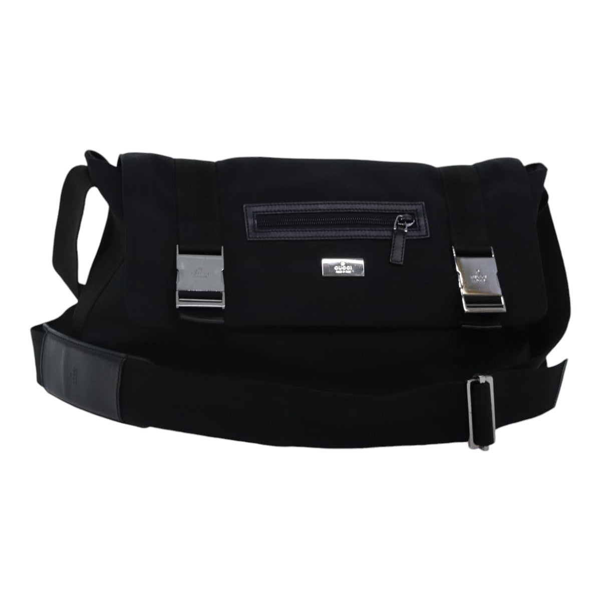 GUCCI Shoulder Bag Nylon Black Silver 122374 bs17862