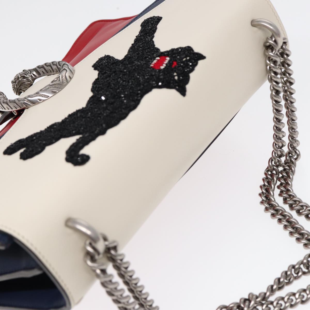 GUCCI Chain Dionysus Panther Shoulder Bag Leather Multicolor 403348 bs17863