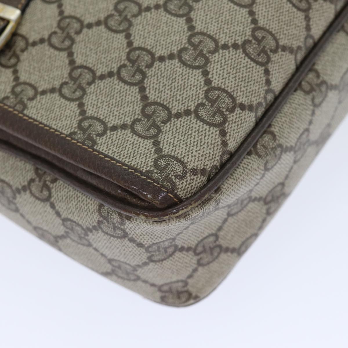 GUCCI GG Supreme Shoulder Bag PVC Leather Beige 001 115 0117 bs17951