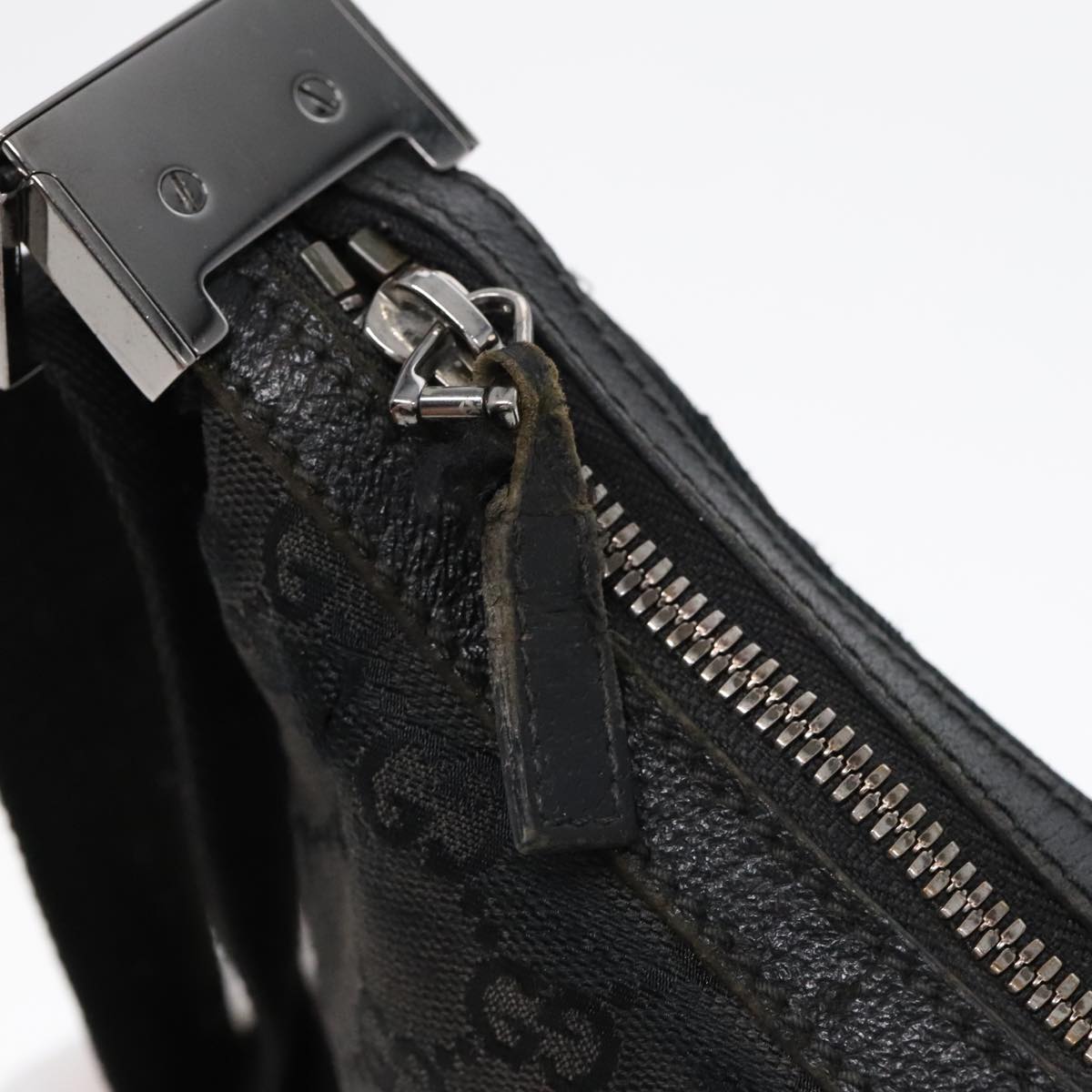 GUCCI GG Canvas Shoulder Bag Black Silver 122790 bs17969