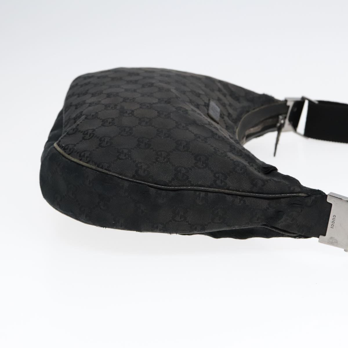GUCCI GG Canvas Shoulder Bag Black Silver 122790 bs17969