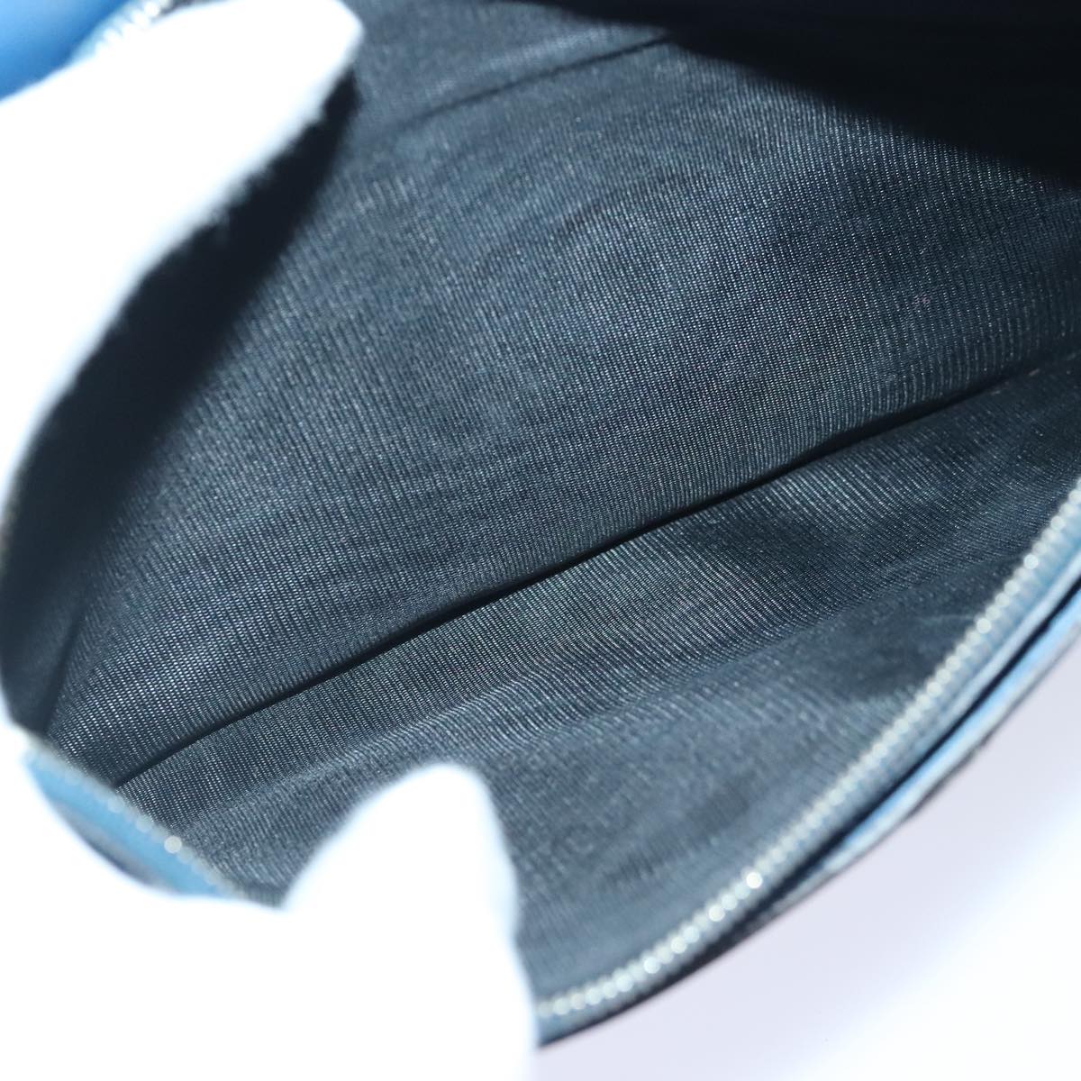 FENDI Clutch Bag Leather Blue Silver white bs18021