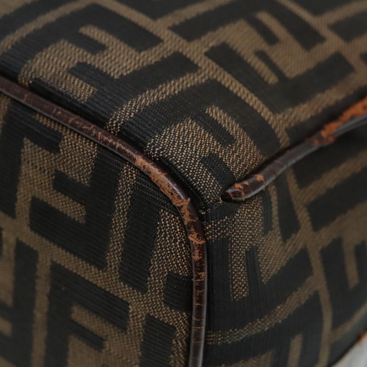 FENDI Zucca Canvas Hand Bag Brown bs18022