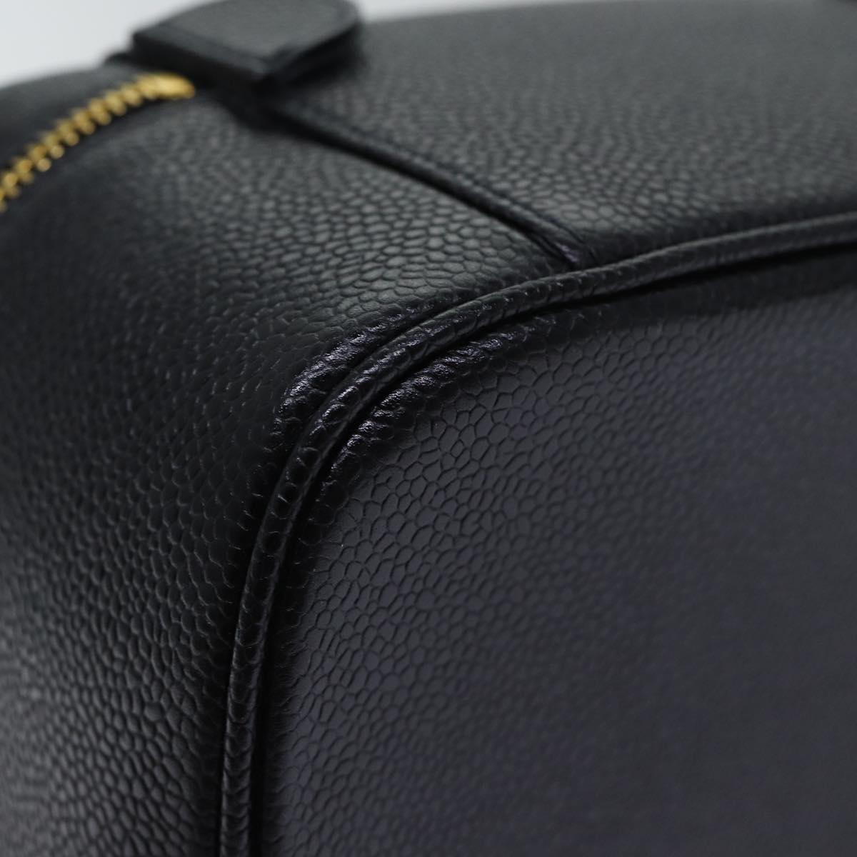 CHANEL COCO Mark vanity Pouch Caviar Skin Black Gold CC bs18099