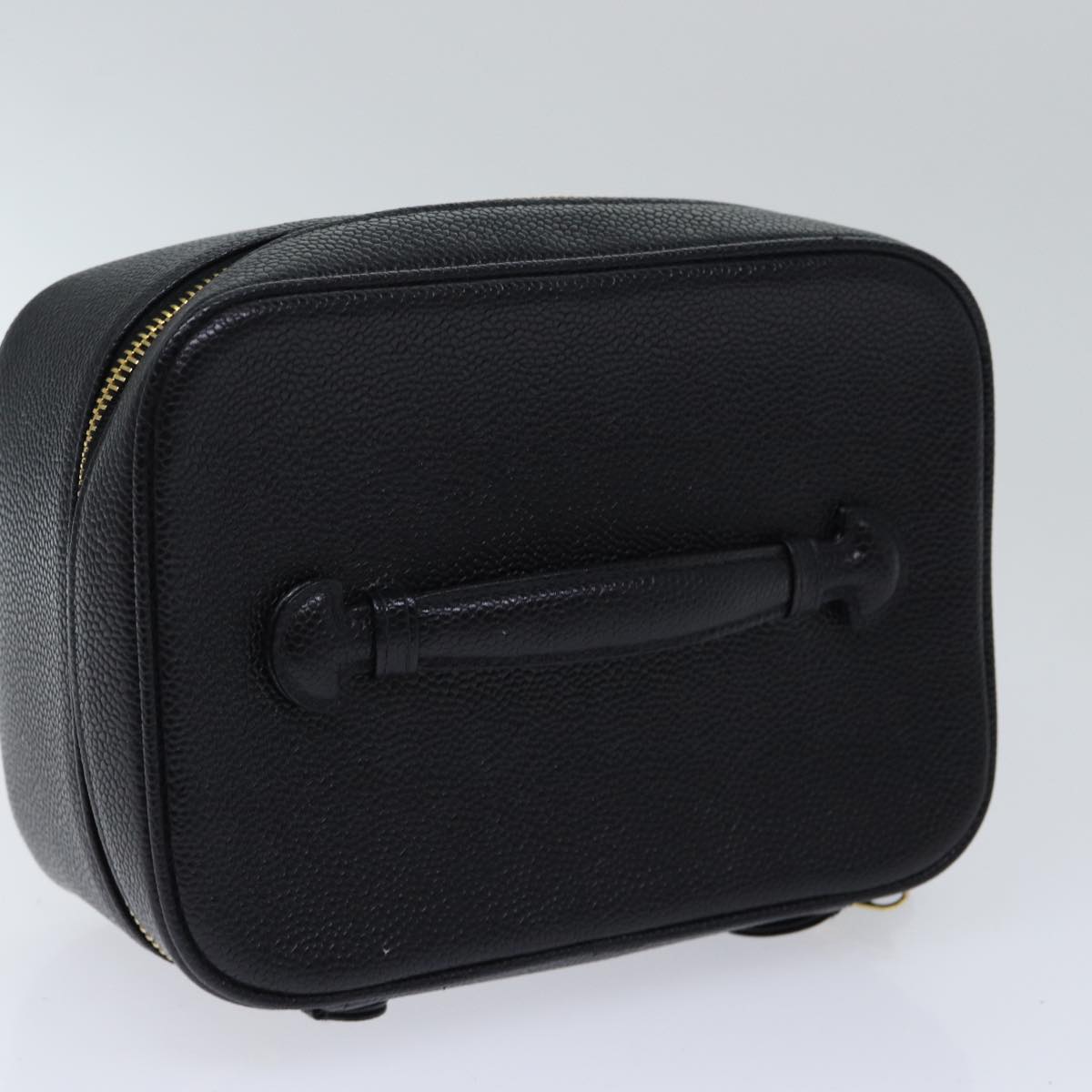 CHANEL COCO Mark vanity Pouch Caviar Skin Black Gold CC bs18099