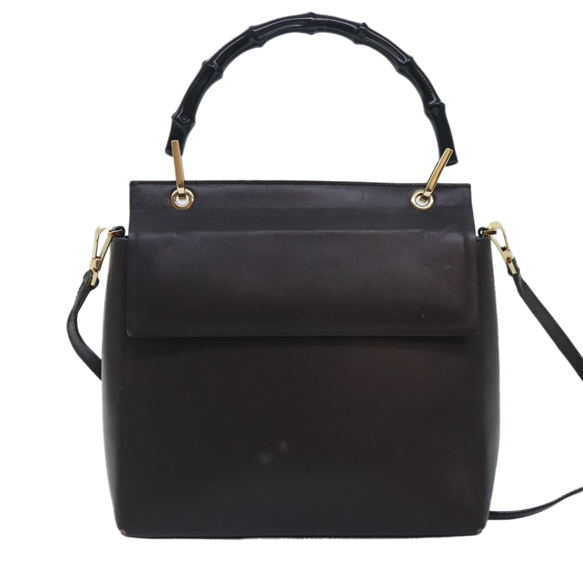 GUCCI Bamboo Hand Bag Leather 2way Brown bs18151