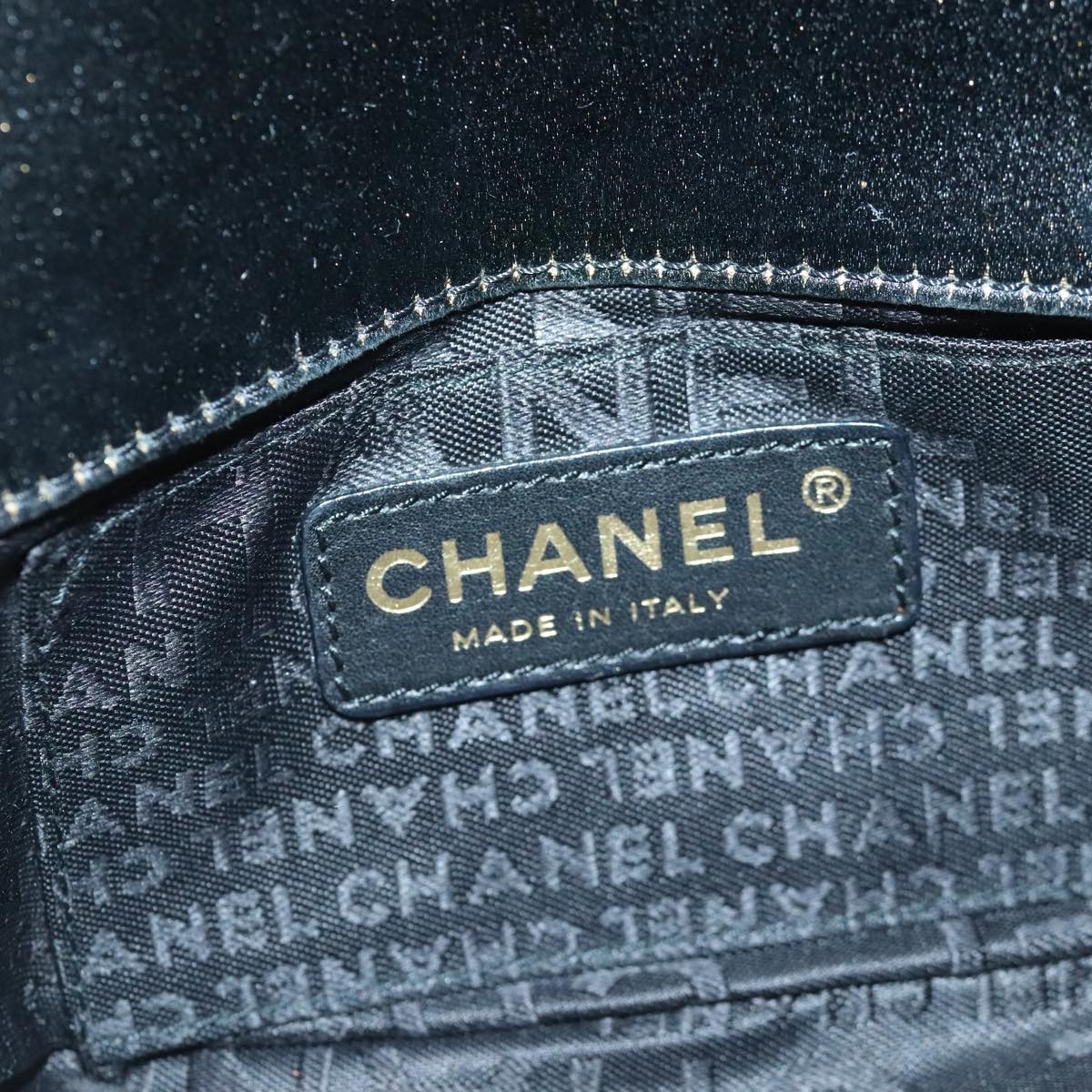 CHANEL Choco Bar Chain Shoulder Bag Satin Black CC bs18254