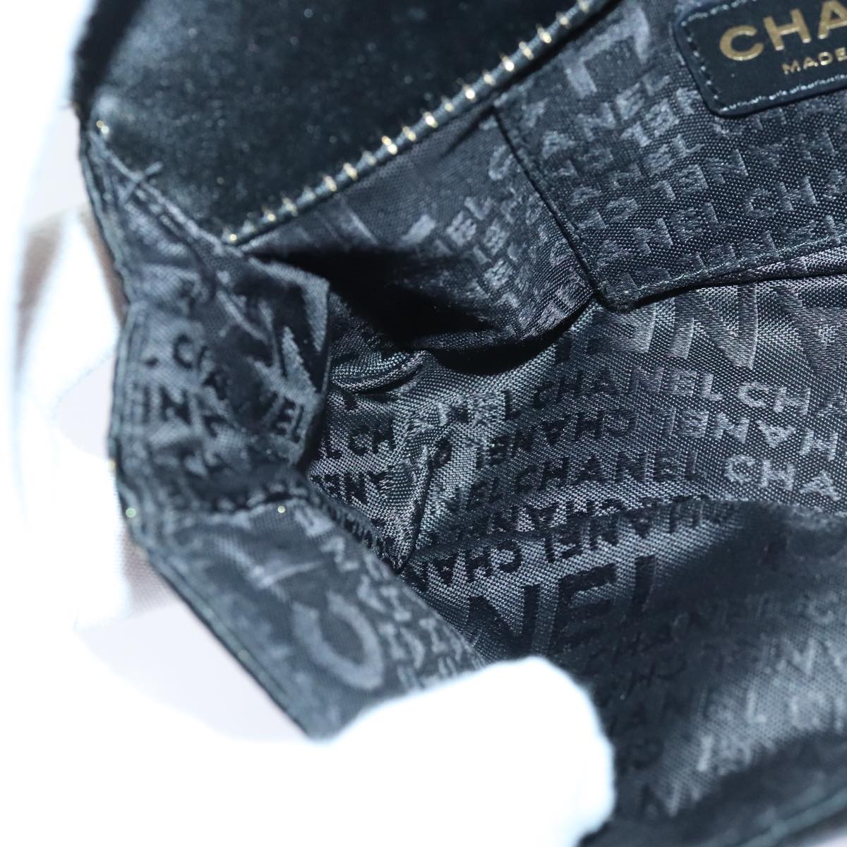 CHANEL Choco Bar Chain Shoulder Bag Satin Black CC bs18254