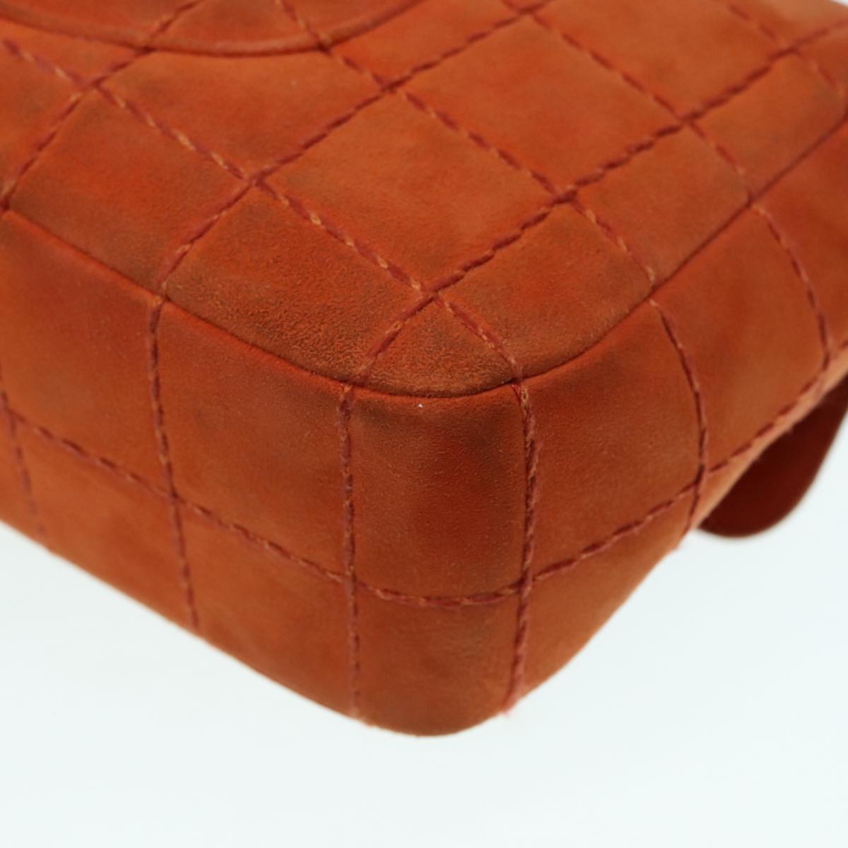 CHANEL Choco Bar Chain Shoulder Bag Suede Gold Orange CC bs18325