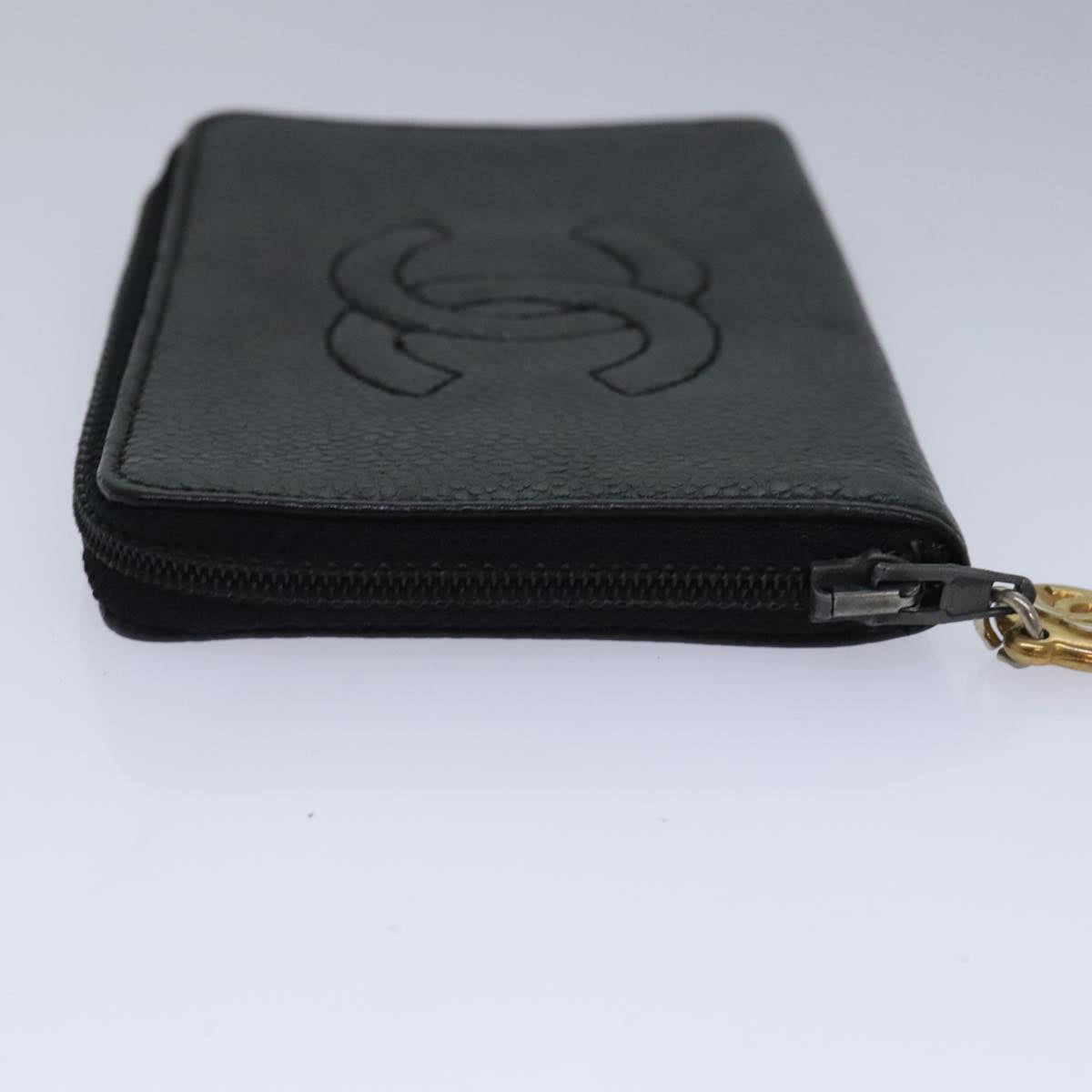 CHANEL Key Case Caviar Skin Black Gold CC bs18348