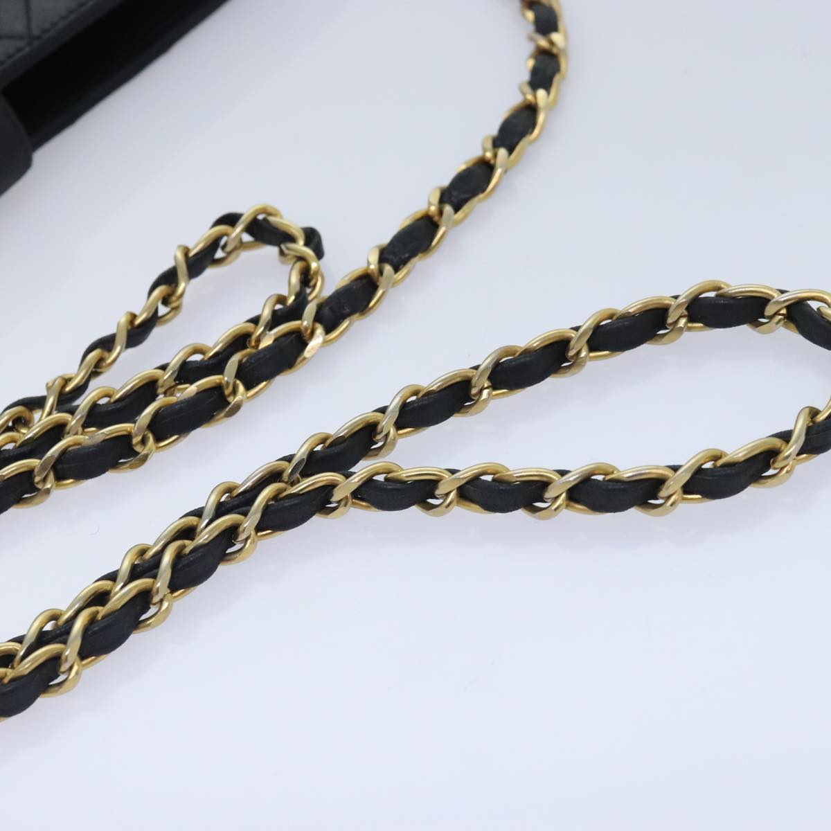 CHANEL Matelasse Chain Shoulder Bag Lamb Skin Black Gold CC bs18351