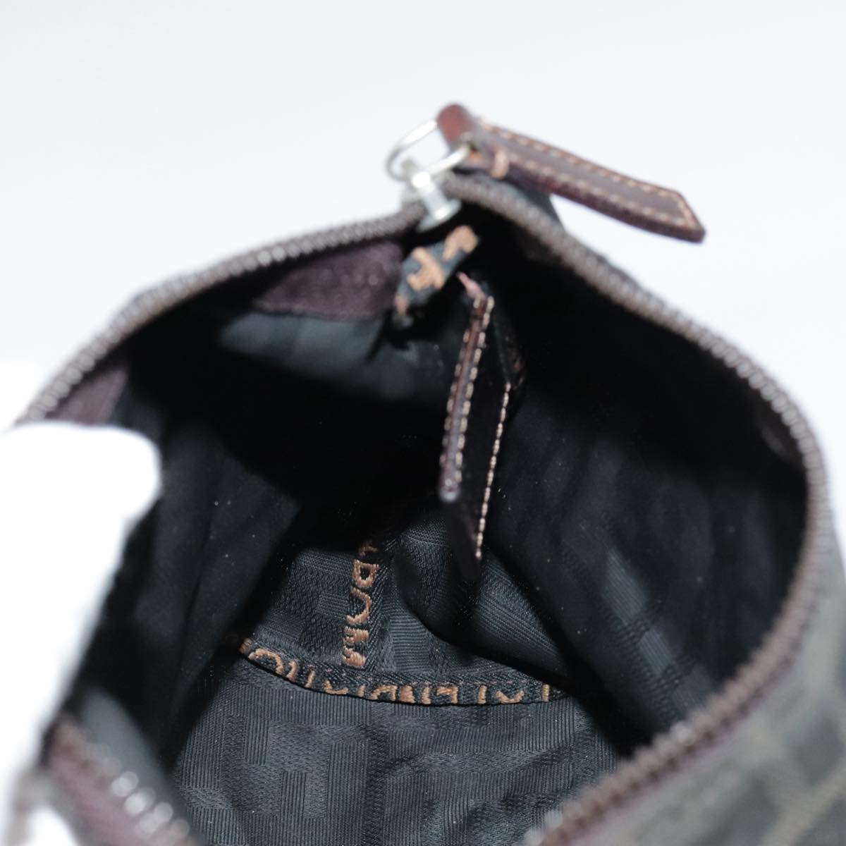 FENDI Zucca Canvas Hand Bag Brown Black bs18438