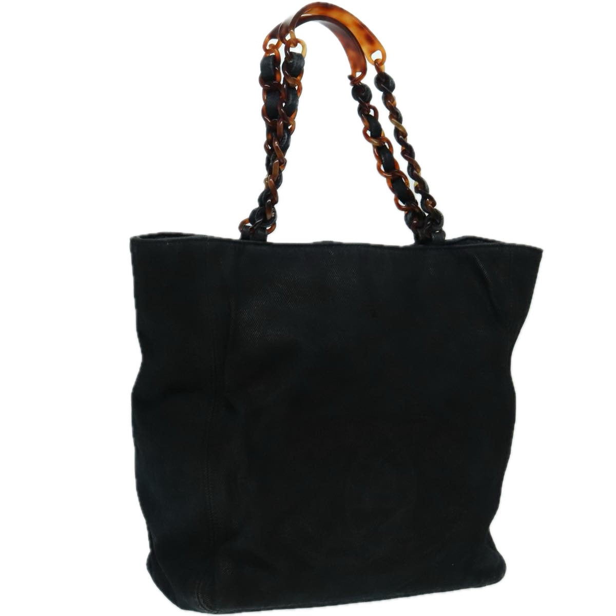 CHANEL COCO Mark Chain Tote Bag Denim Navy CC bs18458