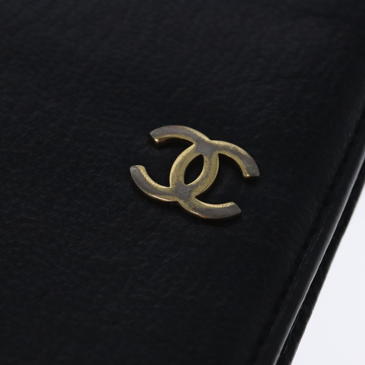 CHANEL COCO Mark Wallet Leather Black Gold CC bs18721