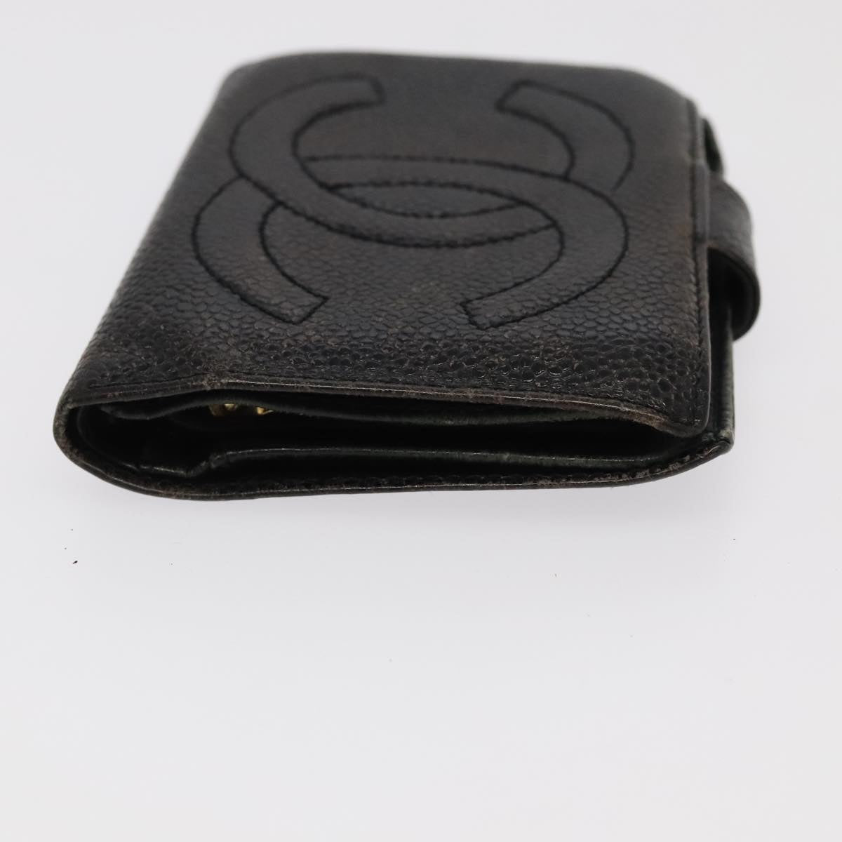 CHANEL Wallet Leather 3Set Black Beige CC bs18941