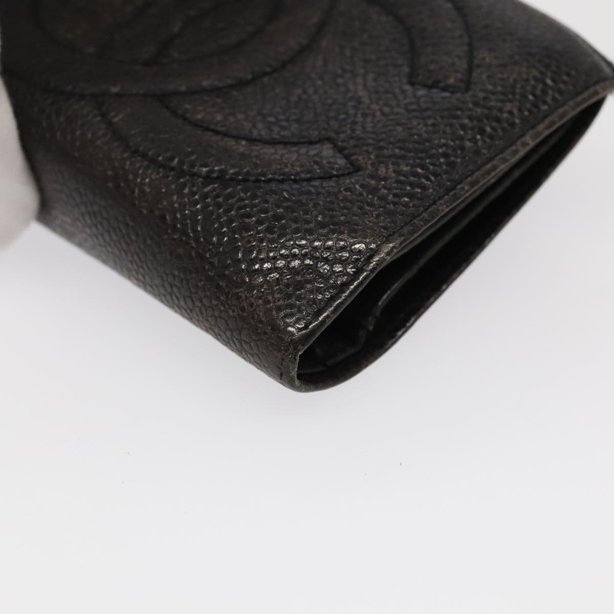 CHANEL Wallet Leather 3Set Black Beige CC bs18941