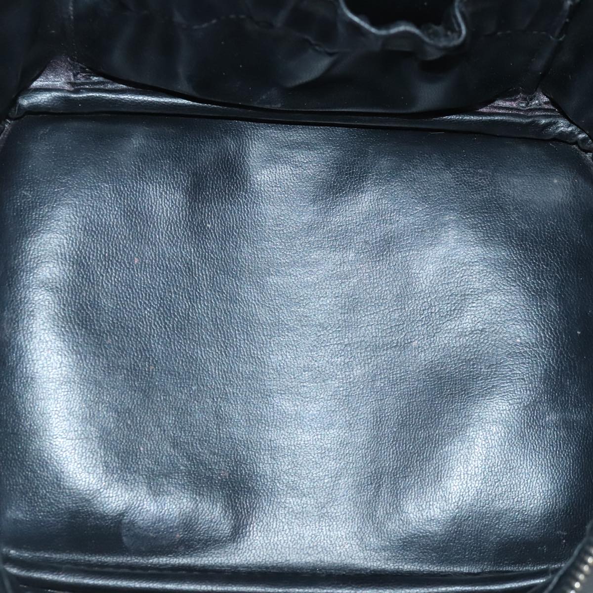 CHANEL Bicolore Vanity Cosmetic Pouch Leather Black Gold CC bs19077