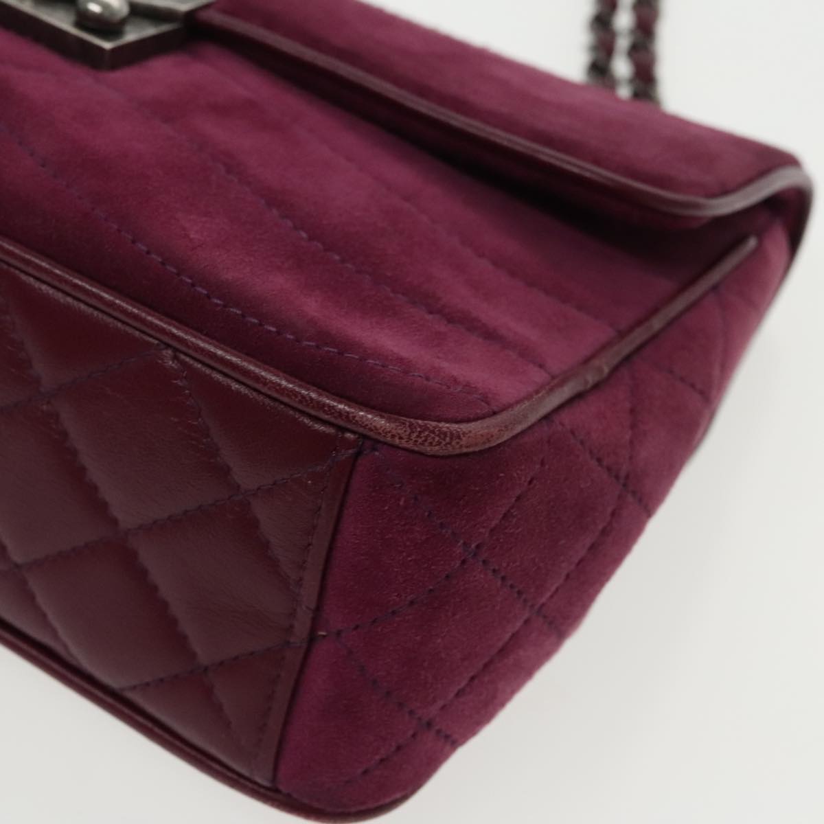 CHANEL Cruise line Chain Shoulder Bag Suede Purple CC bs19199A