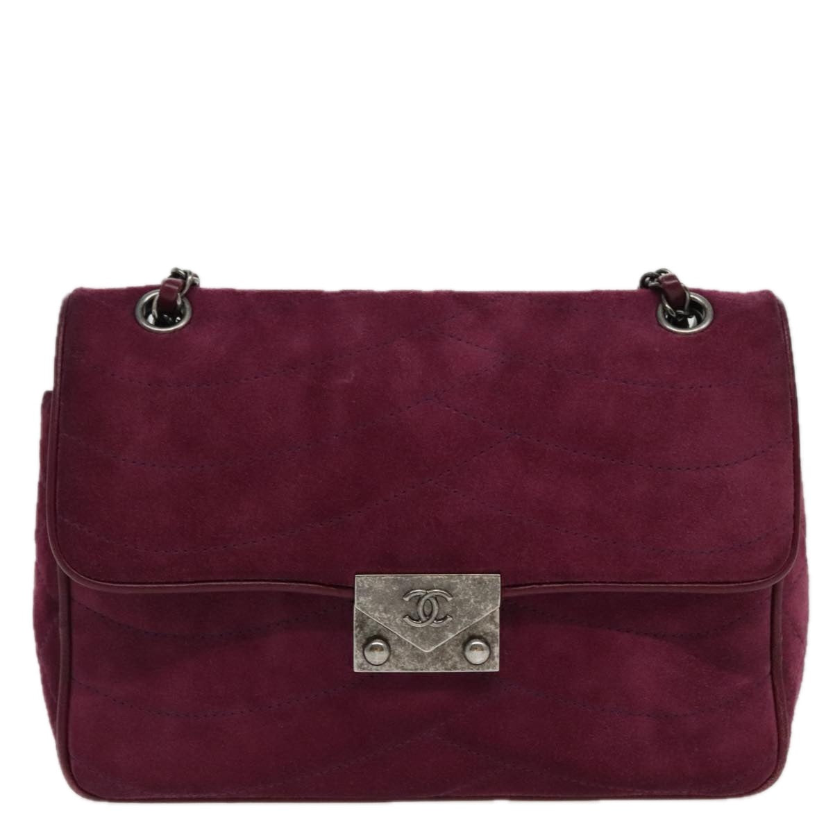 CHANEL Cruise line Chain Shoulder Bag Suede Purple CC bs19199A