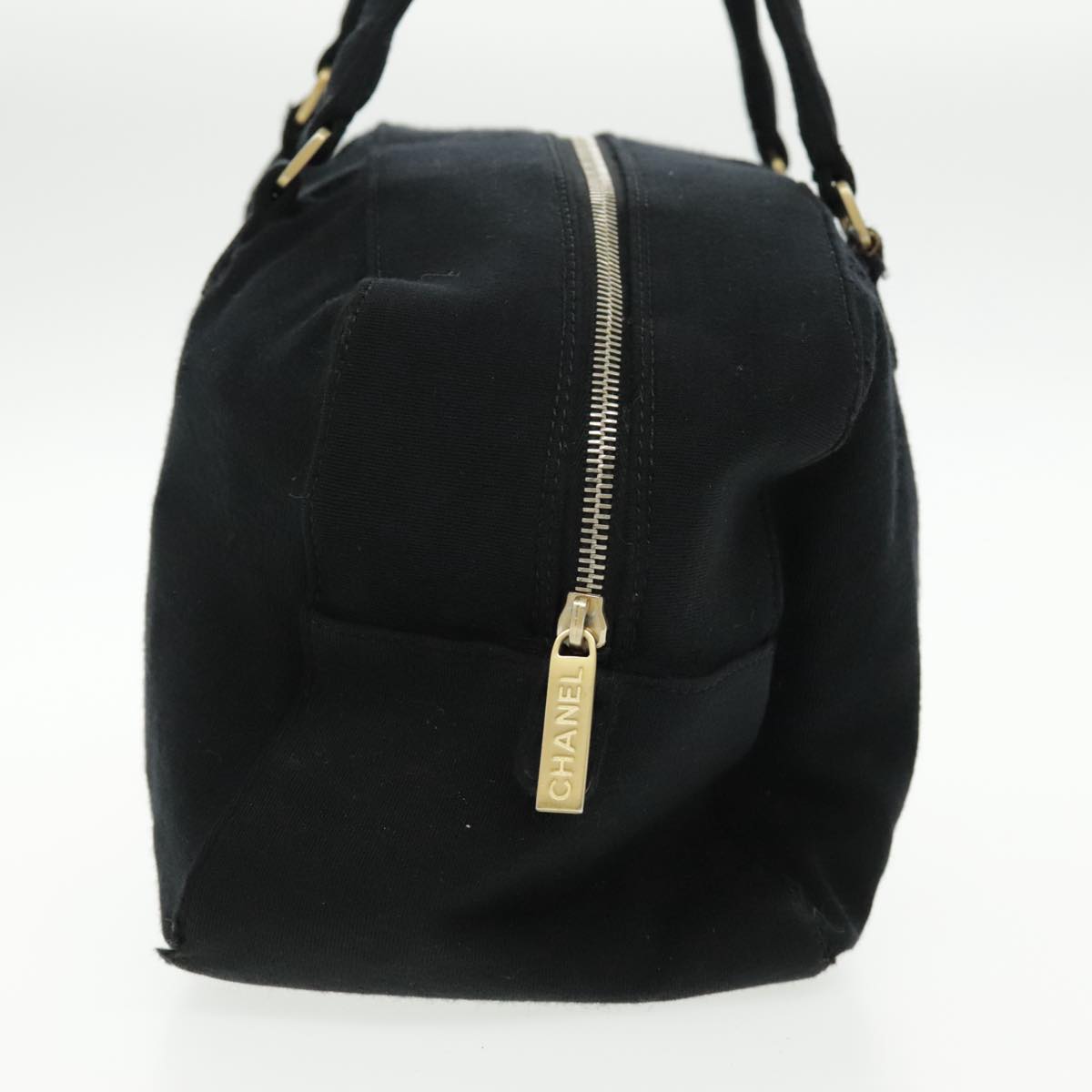 CHANEL Hand Bag Cotton Black Gold CC bs19294