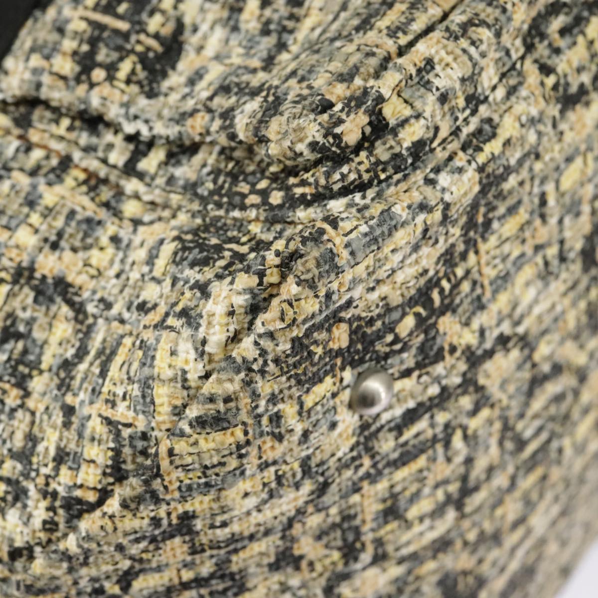 CHANEL Hand Bag Tweed Yellow Silver CC bs19419