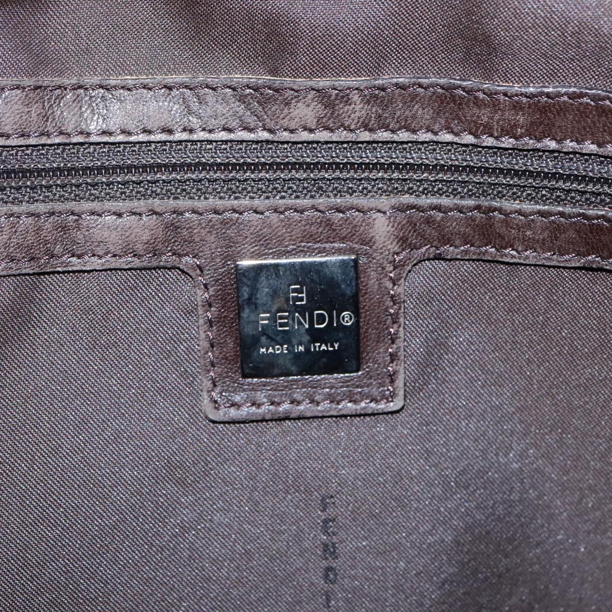 FENDI Pecan Canvas Tote Bag Brown Black Silver bs19422