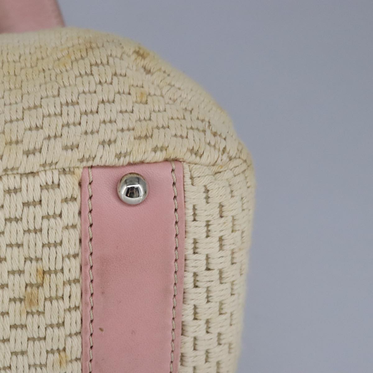 CHANEL Hand Bag Canvas Leather Pink Silver CC bs19432